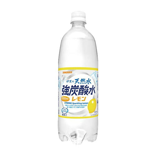 サンガリア 伊賀の天然水 強炭酸水 レモン 1000ml 12本