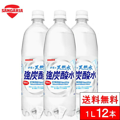 サンガリア 強炭酸 伊賀の天然水 強炭酸水 プレーン 炭酸水 1000ml 12本