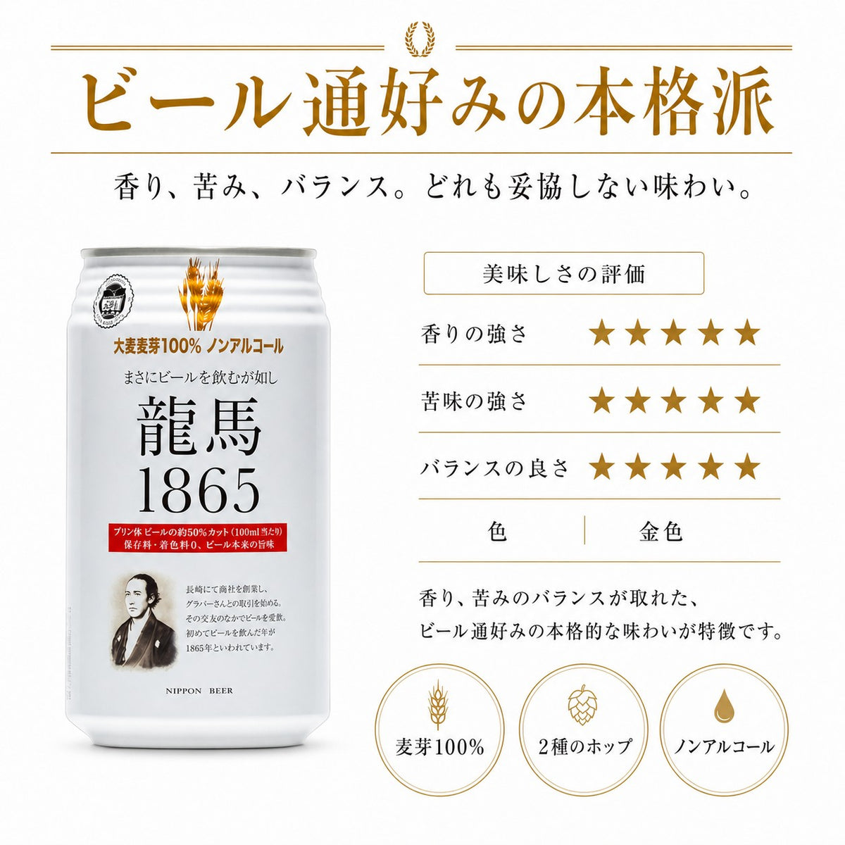 龍馬 1865 ノンアルコール ビールテイスト飲料 350ml 24缶