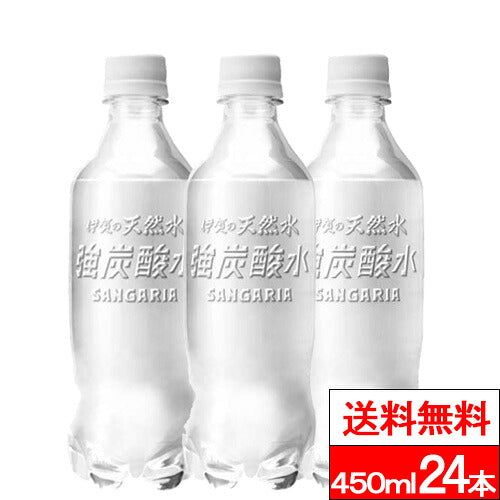 ラベルレス サンガリア 伊賀の天然水 強炭酸水 450ml 24本