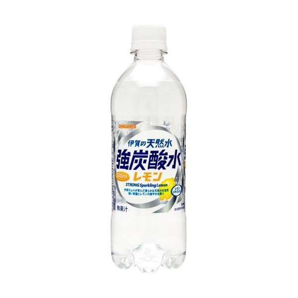 サンガリア 伊賀の天然水 強炭酸水 レモン 500ml 24本